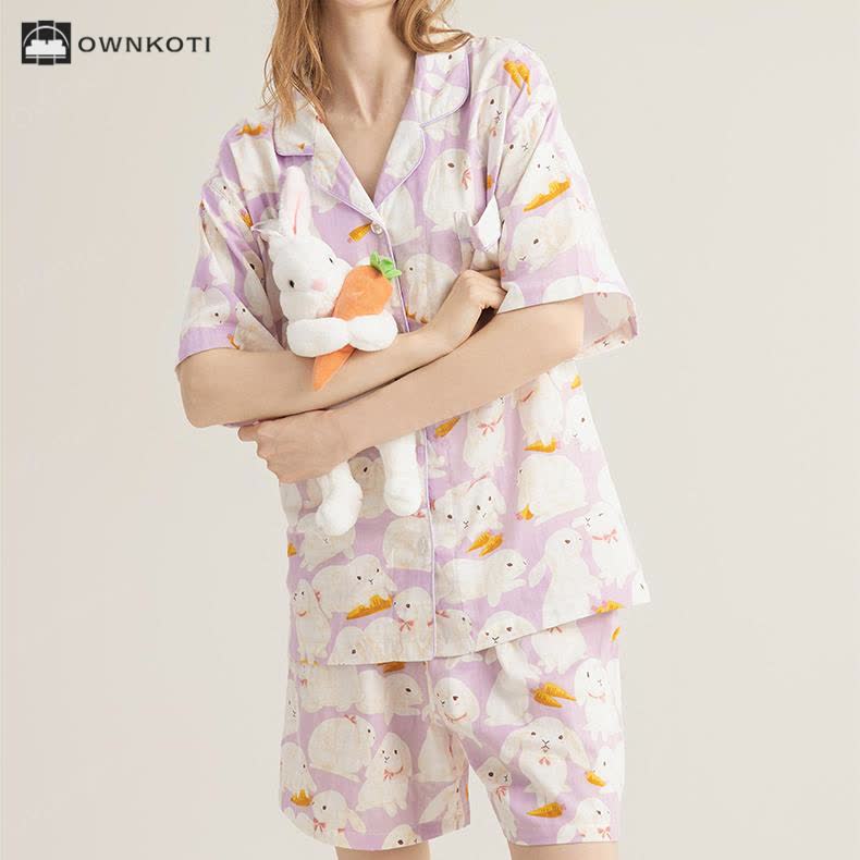 Cute Rabbit Cotton Gauze Nightwear Set