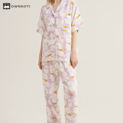 Cute Rabbit Cotton Gauze Nightwear Set