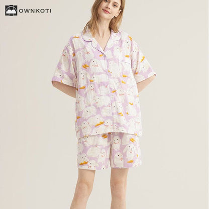 Cute Rabbit Cotton Gauze Nightwear Set