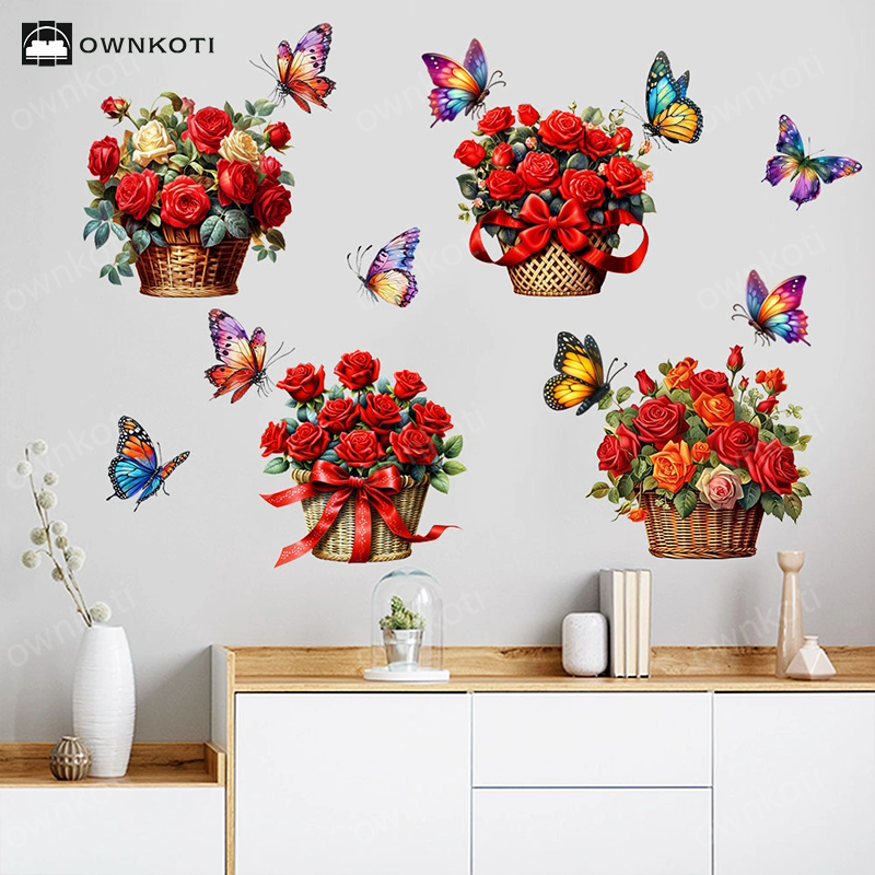 Floral Butterfly Removable Wall Stickers