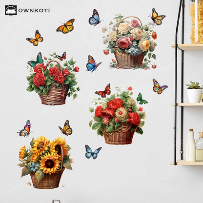 Floral Butterfly Removable Wall Stickers