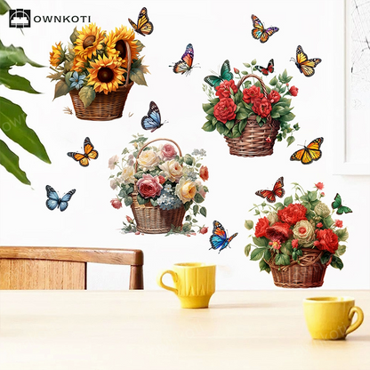 Floral Butterfly Removable Wall Stickers