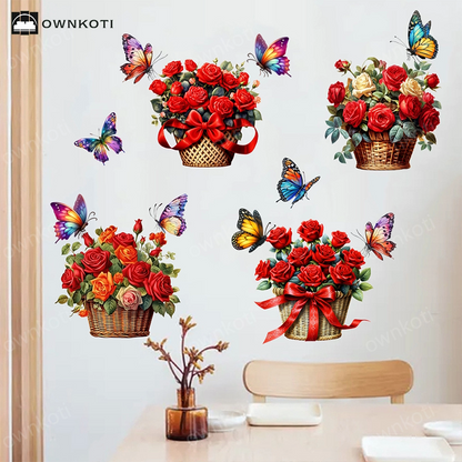 Floral Butterfly Removable Wall Stickers