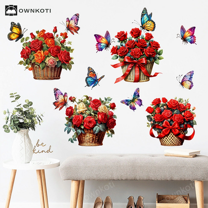 Floral Butterfly Removable Wall Stickers