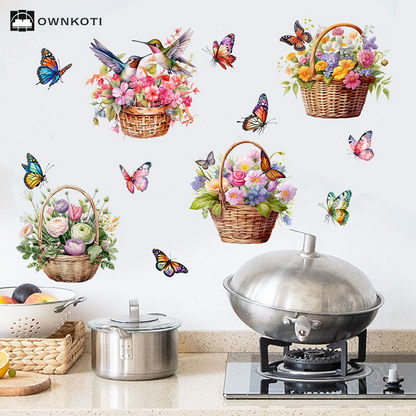 Floral Butterfly Removable Wall Stickers