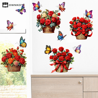 Floral Butterfly Removable Wall Stickers