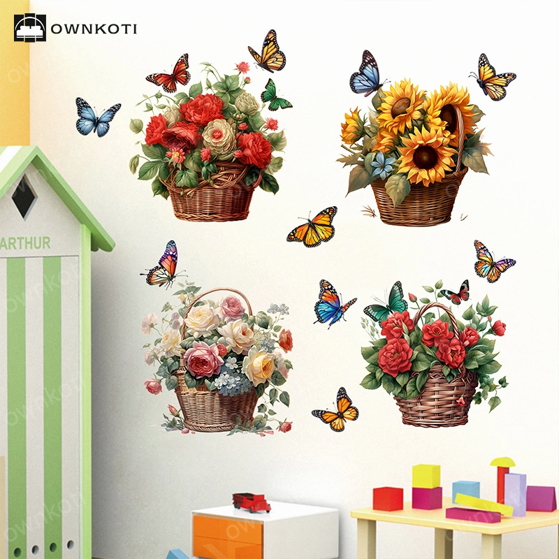 Floral Butterfly Removable Wall Stickers