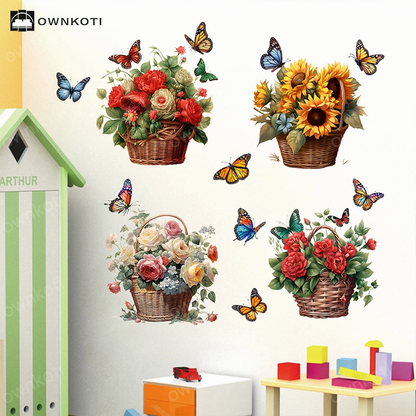 Floral Butterfly Removable Wall Stickers