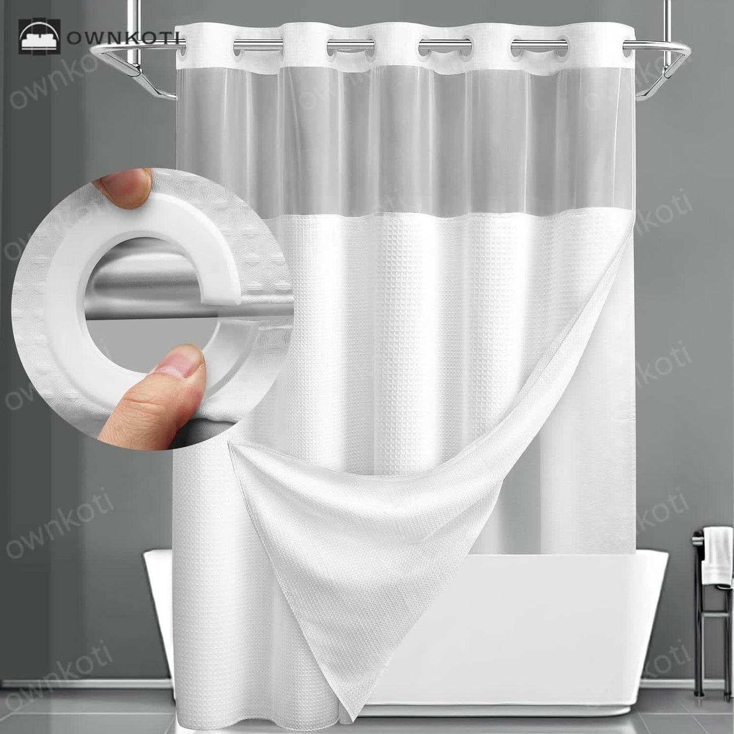 Simple Solid Color Double Layer Shower Curtain