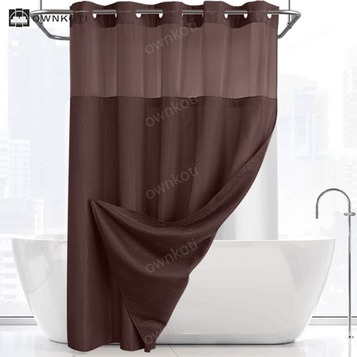 Simple Solid Color Double Layer Shower Curtain