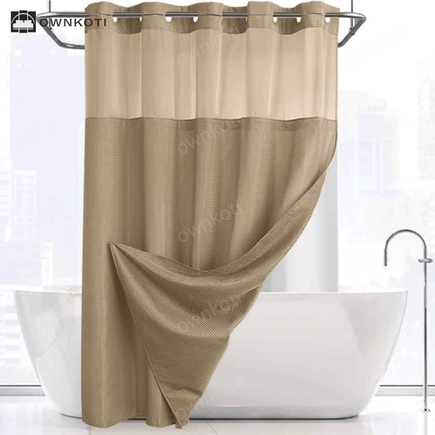 Simple Solid Color Double Layer Shower Curtain