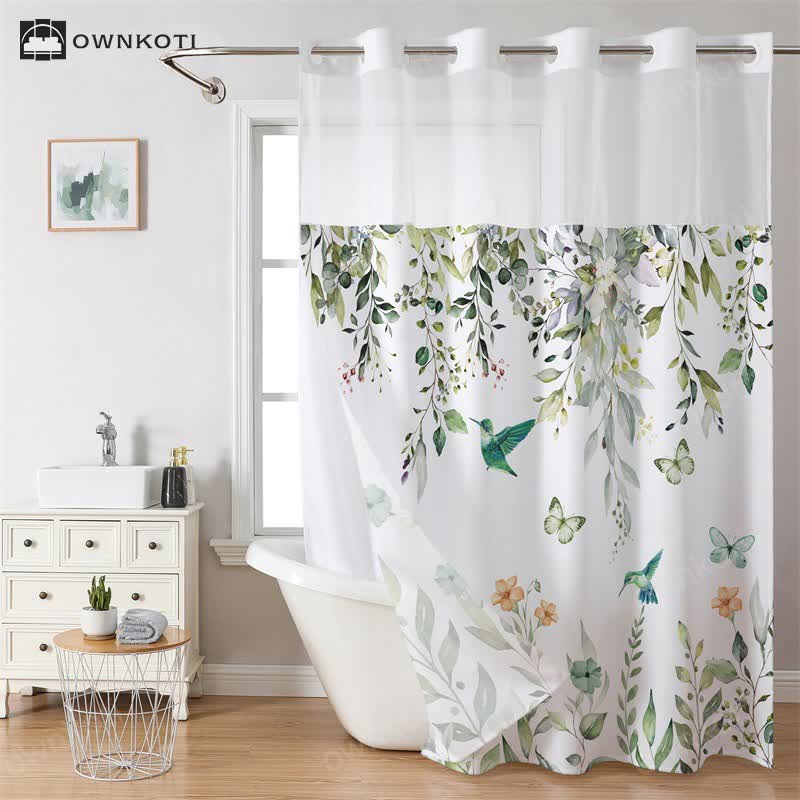 Pastoral Hookless Waterproof Shower Curtain