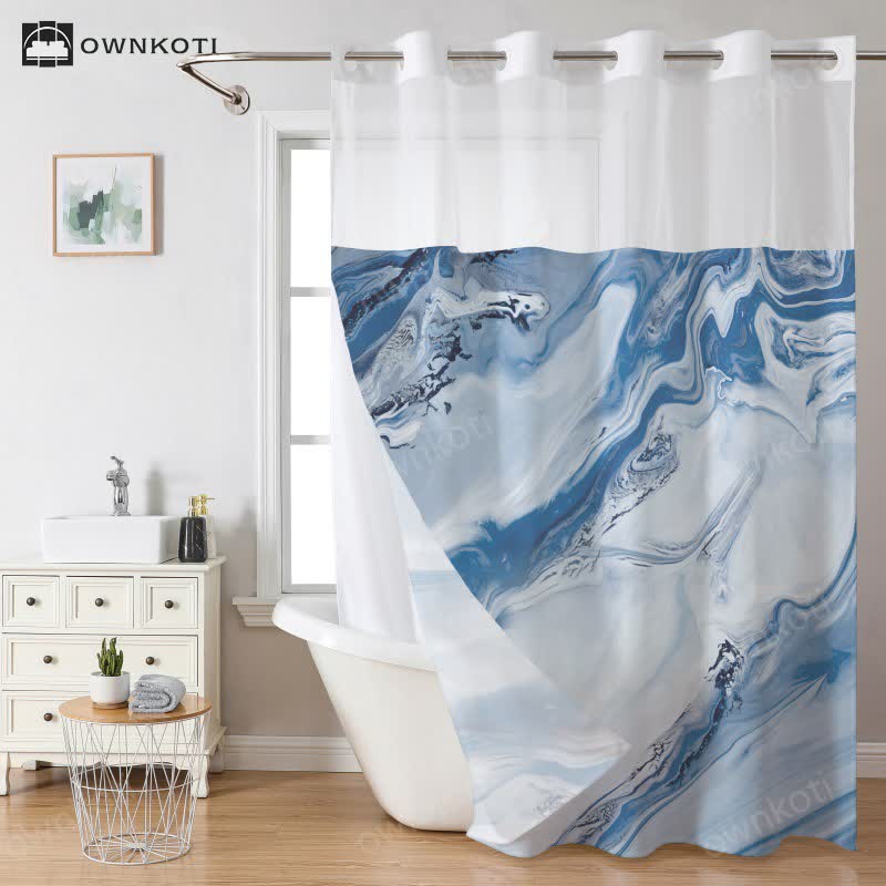 Marble Texture Double Layer Waterproof Shower Curtain