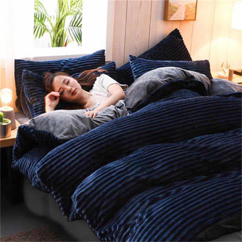 Pure Color Thick Velvet Bedding Set