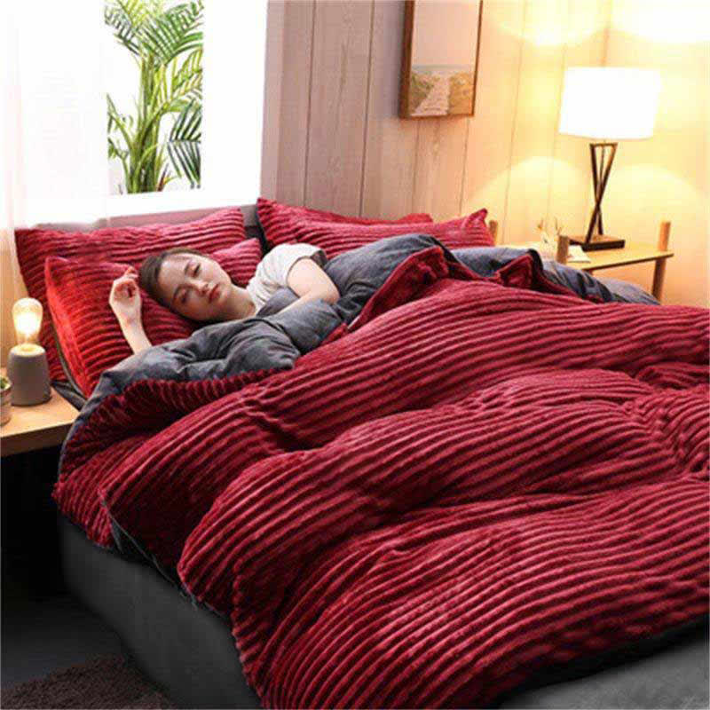 Pure Color Thick Velvet Bedding Set