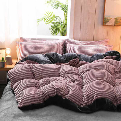 Pure Color Thick Velvet Bedding Set