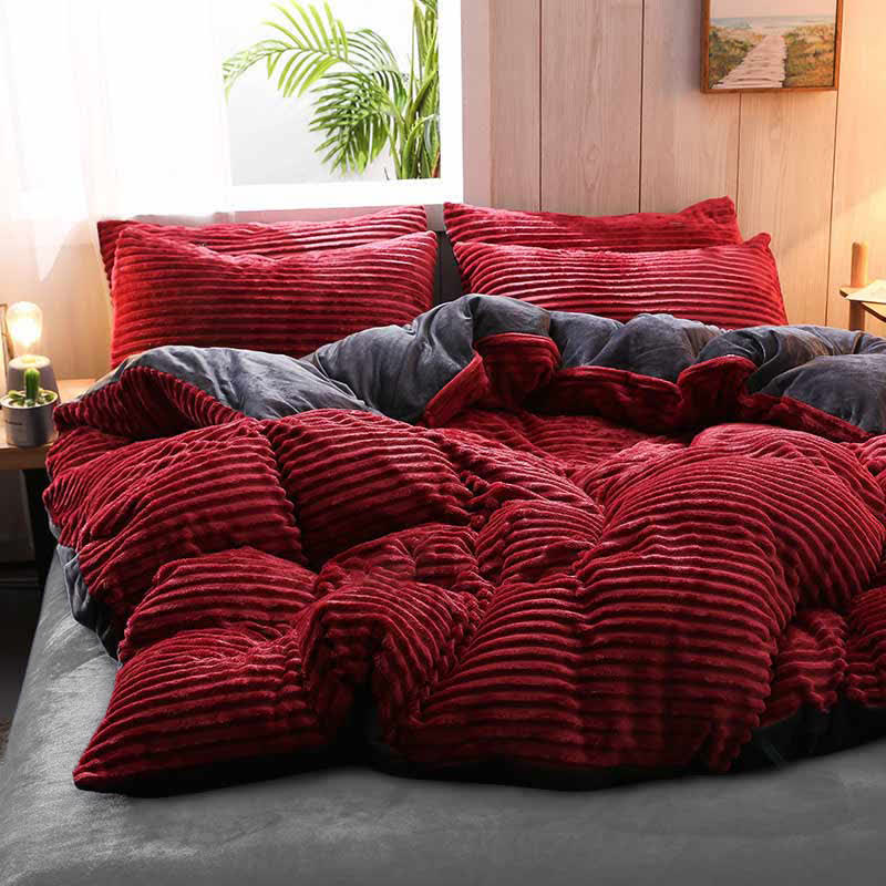 Pure Color Thick Velvet Bedding Set