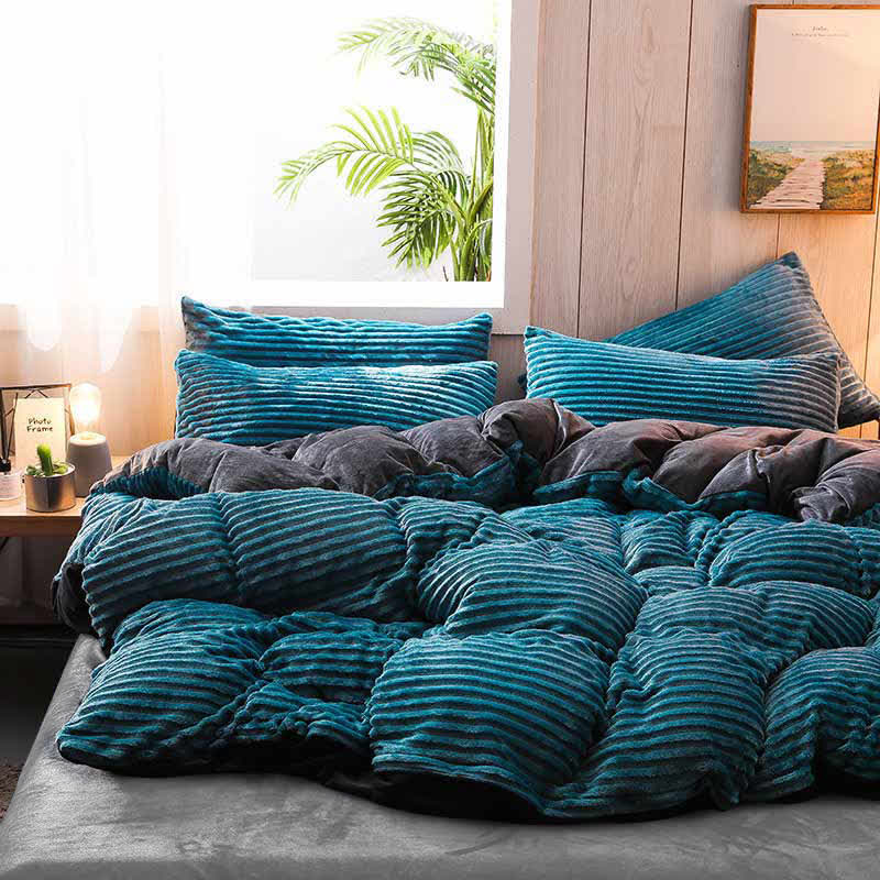 Pure Color Thick Velvet Bedding Set