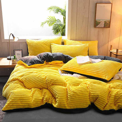 Pure Color Thick Velvet Bedding Set