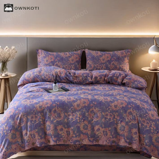 Yarn-dyed Elegant Floral Cotton Gauze Bedding Set (4PCS)