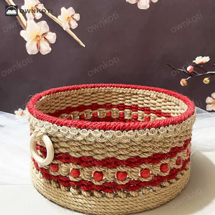 Handmade Hemp Rope Tabletop Storage Basket