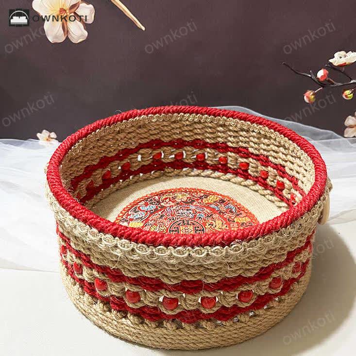 Handmade Hemp Rope Tabletop Storage Basket