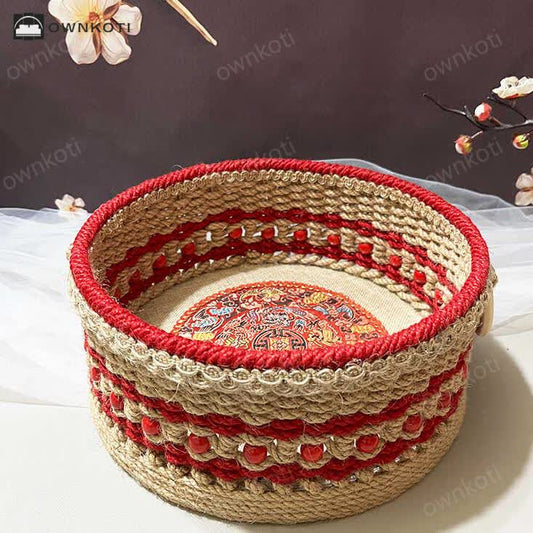 Handmade Hemp Rope Tabletop Storage Basket