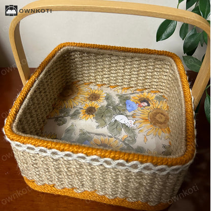 Sunflower Handmade Hemp Rope Storage Basket