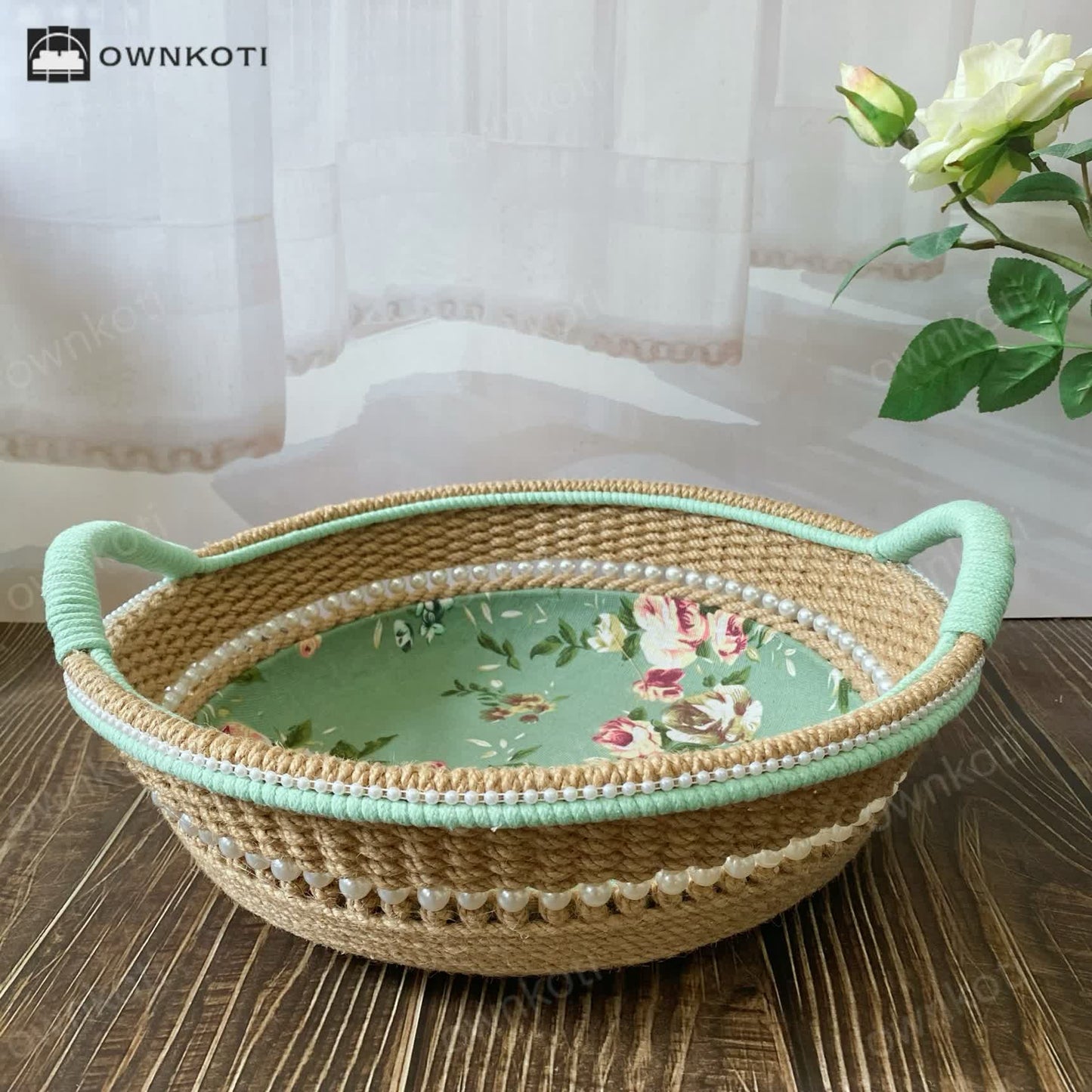 Elegant Rose Handmade Tabletop Storage Basket