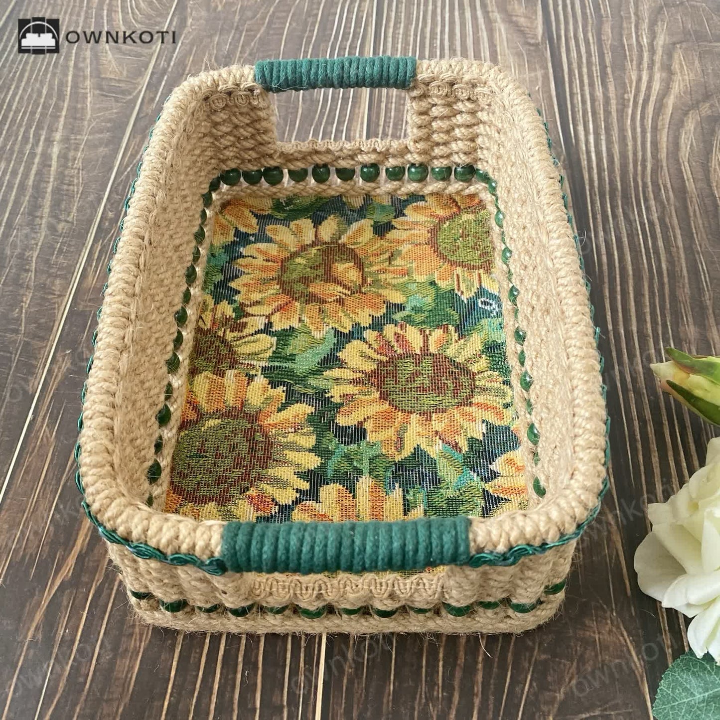 Handmade Rural Sunflower Storage Basket