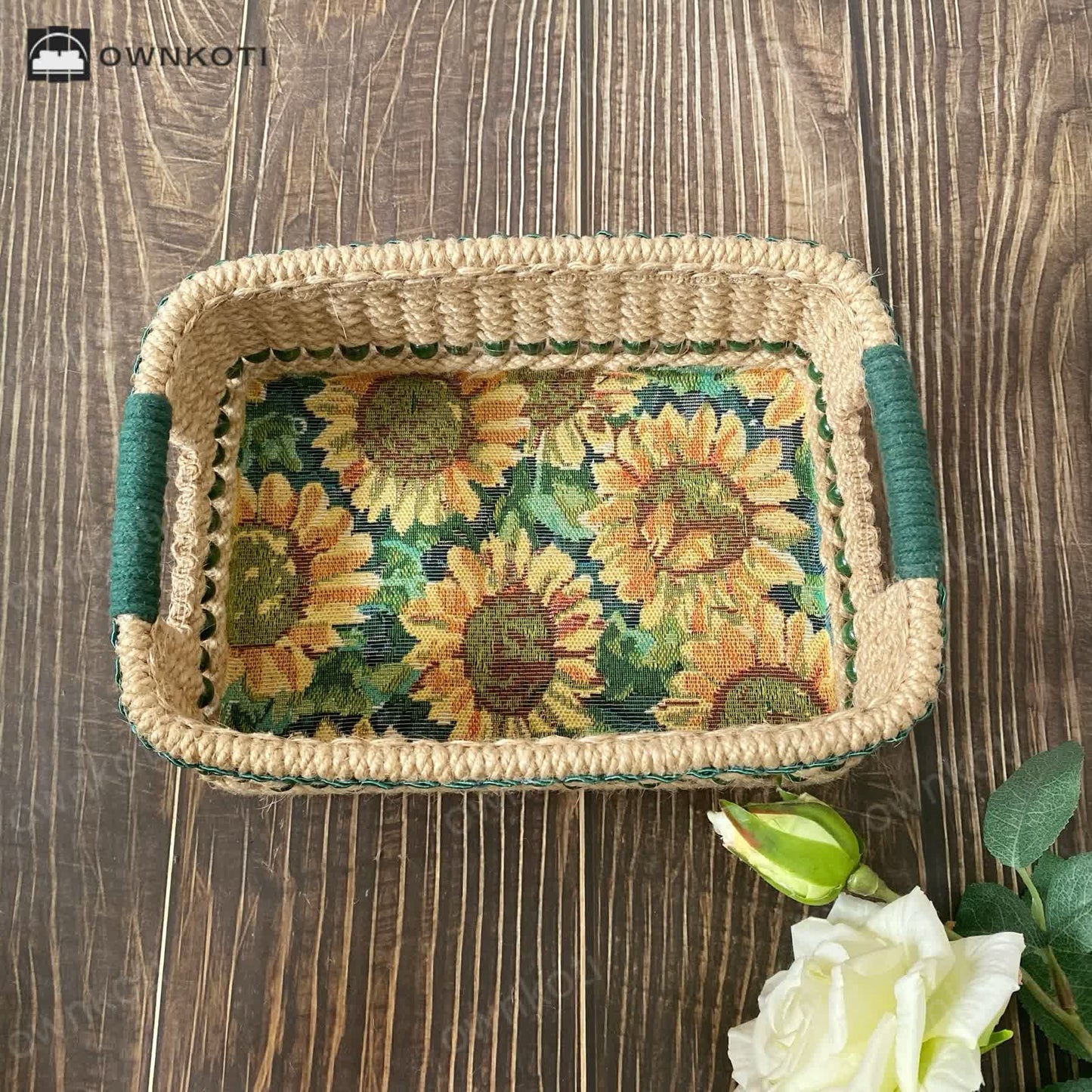 Handmade Rural Sunflower Storage Basket