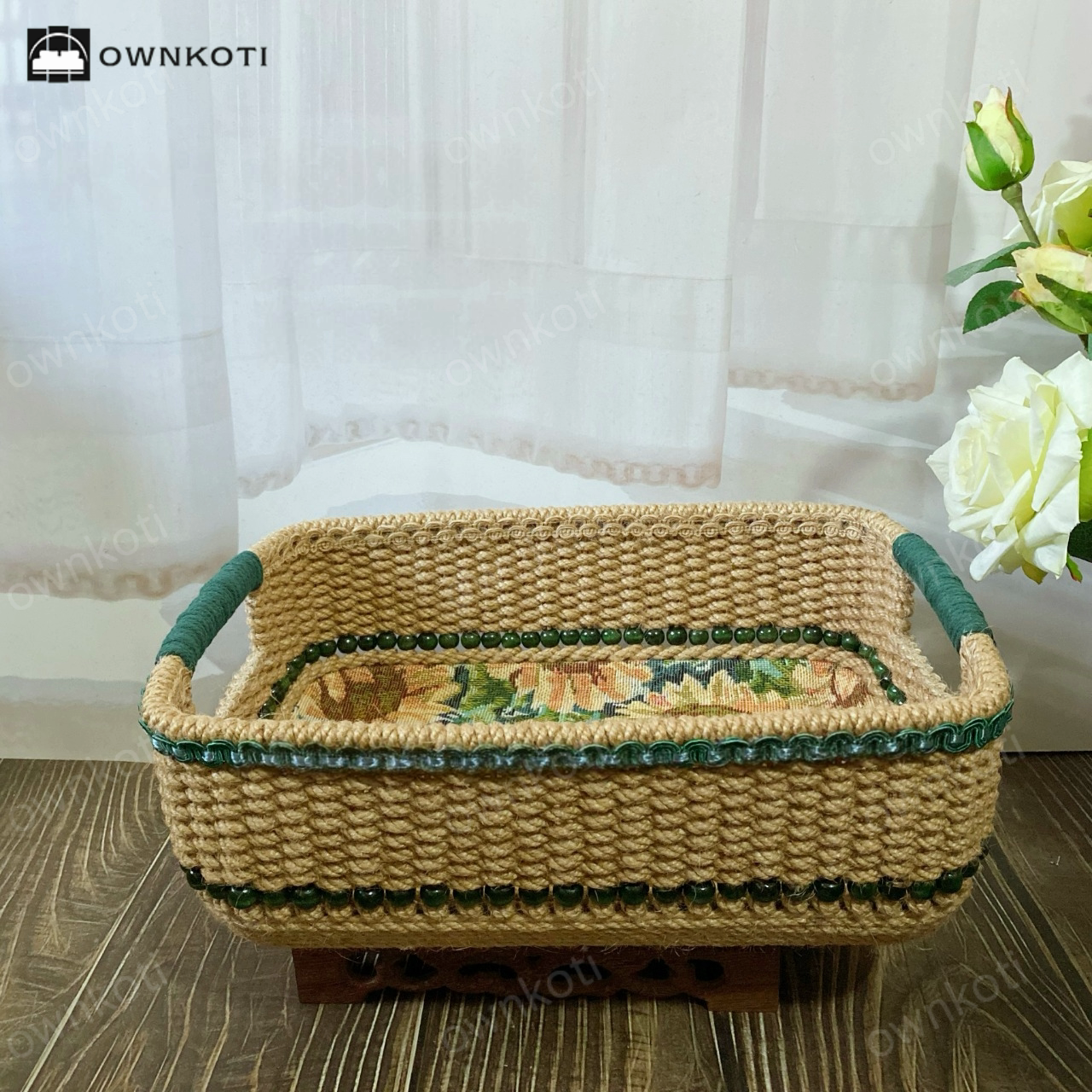 Handmade Rural Sunflower Storage Basket