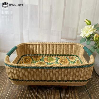 Handmade Rural Sunflower Storage Basket