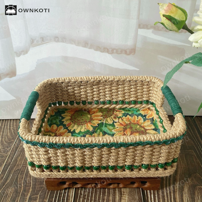 Handmade Rural Sunflower Storage Basket