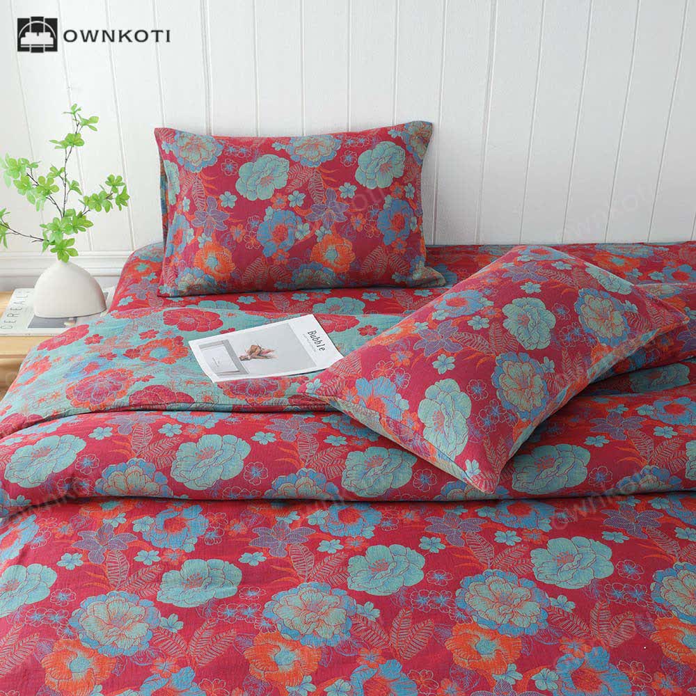 Jacquard Floral Double Layers Gauze Pillowcases(2PCS)