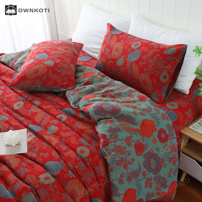 Breathable Cotton Gauze Floral Pillowcases(2PCS)