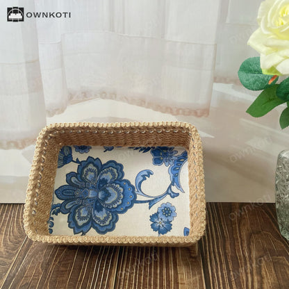 Vintage Floral Handmade Tabletop Storage Basket