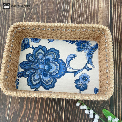 Vintage Floral Handmade Tabletop Storage Basket