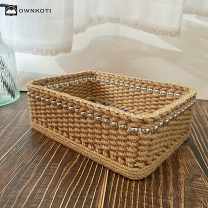 Vintage Floral Handmade Tabletop Storage Basket