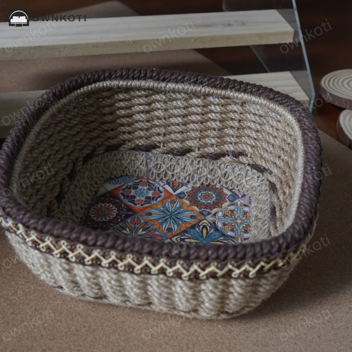 Bohemian Handmade Hemp Rope Storage Basket