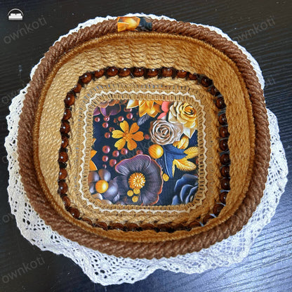 Floral Lace Edged Functional Storage Basket