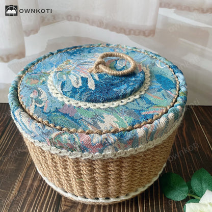 Oil Painting Style Storage Basket With Lid