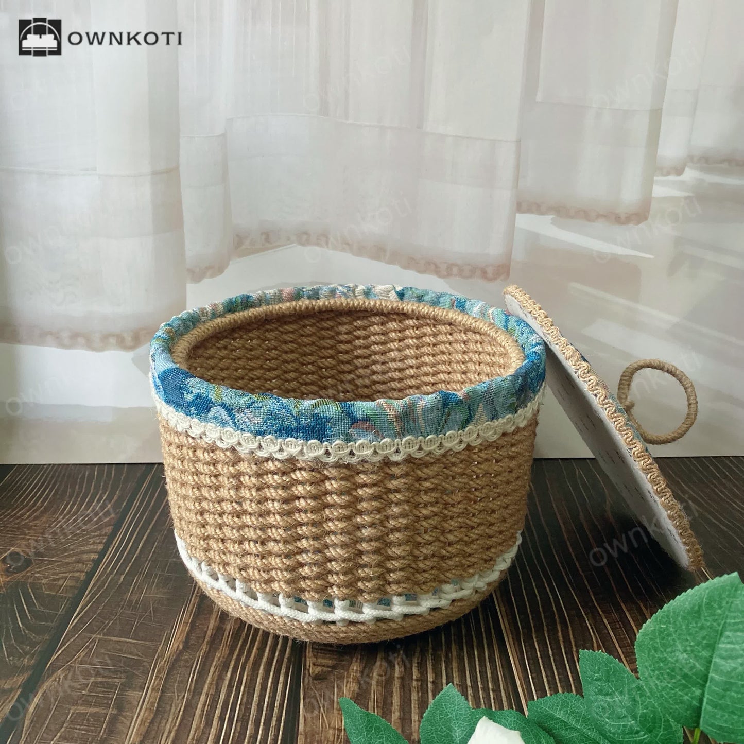 Oil Painting Style Storage Basket With Lid