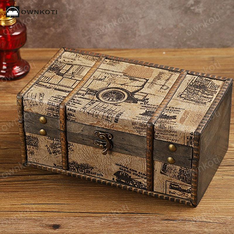 Wooden Vintage Tabletop Storage Box