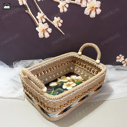 Floral Functional Tabletop Storage Basket