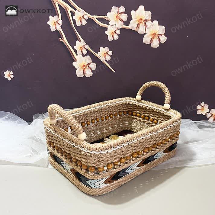 Floral Functional Tabletop Storage Basket