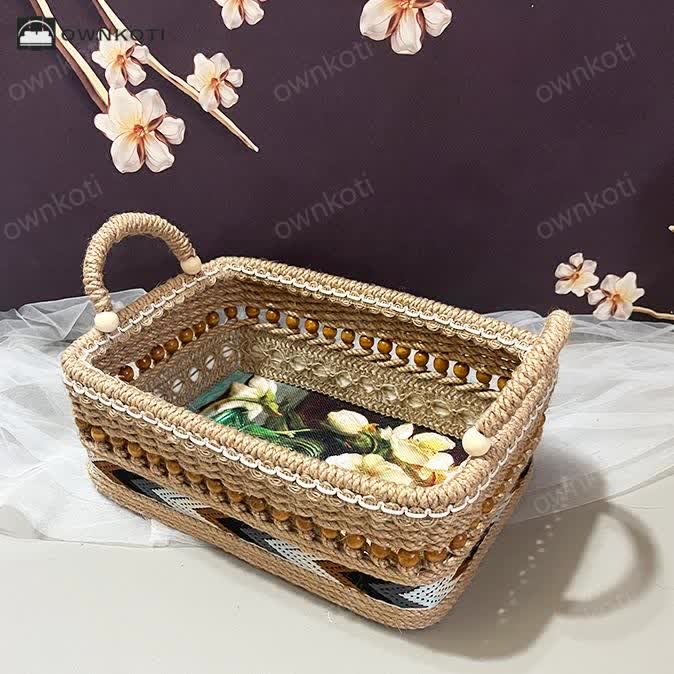 Floral Functional Tabletop Storage Basket