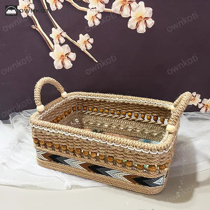 Floral Functional Tabletop Storage Basket