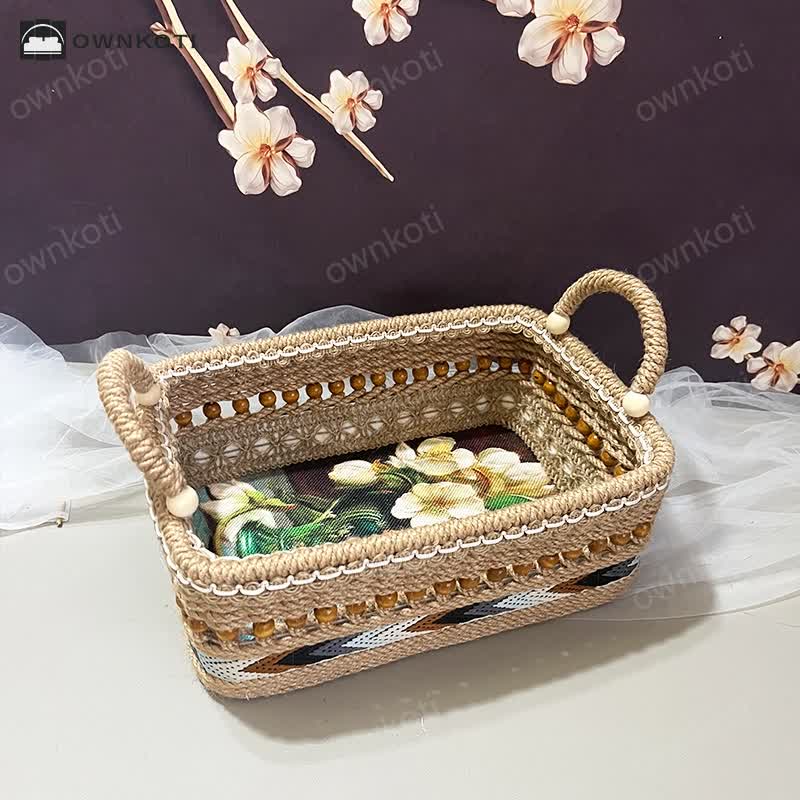 Floral Functional Tabletop Storage Basket