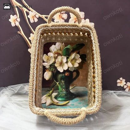 Floral Functional Tabletop Storage Basket